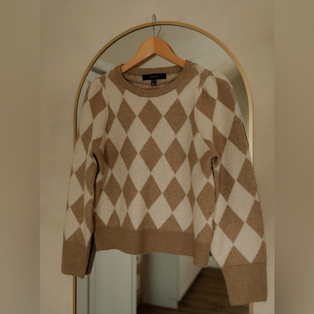 Vero Moda Tan and Cream Argyle Sweater